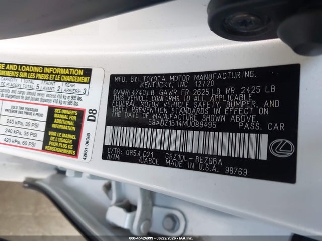 Lexus ES 350 2021 58ADZ1B14MU089495 Image 9