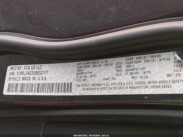 1C4RJJAG5S8632177 Jeep Grand Cherokee L Altitude 4x2