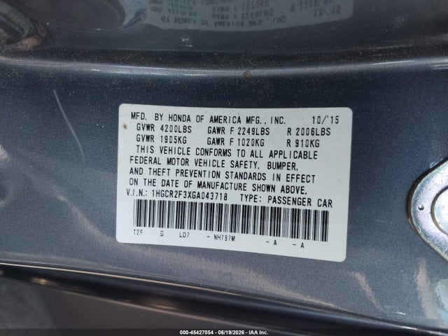 1HGCR2F3XGA043718 Honda ACCORD LX