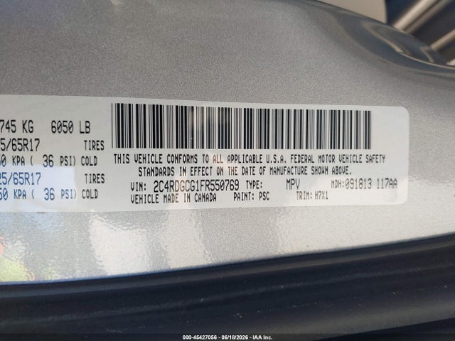 Dodge Grand Caravan Sxt 2015 2C4RDGCG1FR550769 Image 9