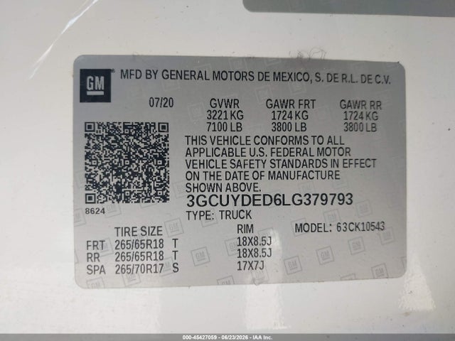 3GCUYDED6LG379793 Chevrolet Silverado 1500 4wd Short Bed Lt