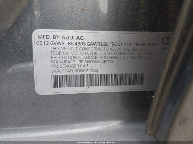45427096 :رقم المزاد ، WAUFFAFL6DN022283 vin ، 2013 Audi A4 2.0t Premium مزاد بيع