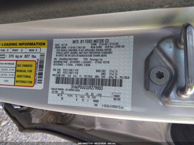 3FA6P0UU3JR279003 Ford Fusion Hybrid S