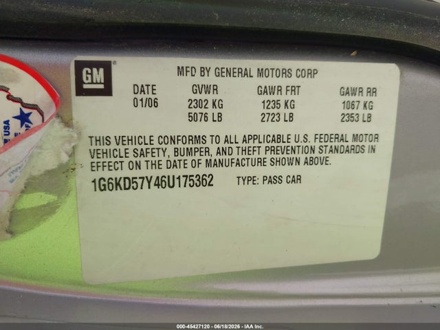 Продажа на аукционе авто 2006 Cadillac Dts 1sb, vin: 1G6KD57Y46U175362, номер лота: 45427120