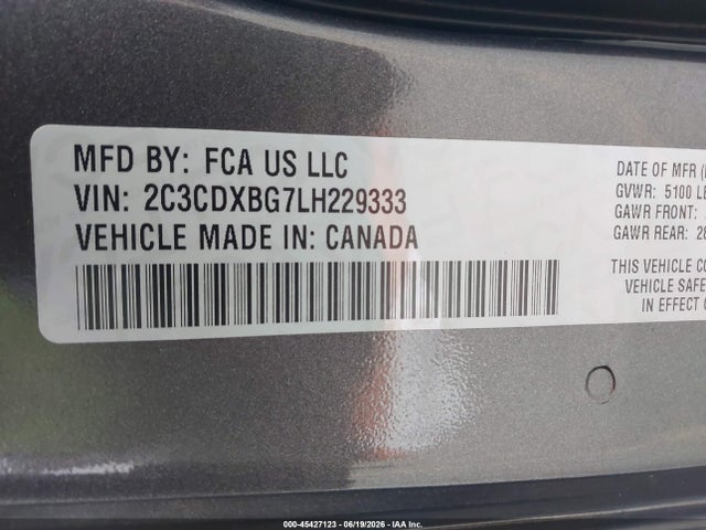 Dodge Charger Sxt Rwd 2020 2C3CDXBG7LH229333 Image 9