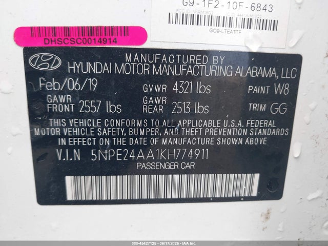 Hyundai SONATA ECO 2019 5NPE24AA1KH774911 Image 9