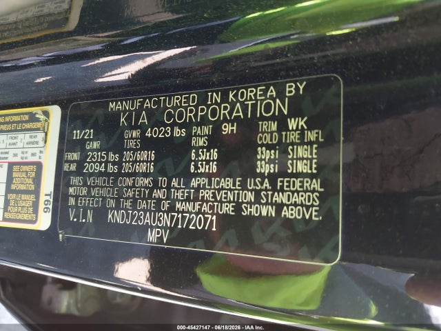 KIA SOUL LX 2022 KNDJ23AU3N7172071 Image 9