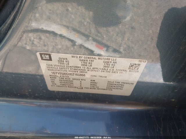 Продаж на аукціоні авто 2014 Gmc Sierra 1500 Sle, vin: 1GTV2UEC8EZ160866, номер лоту: 45427173