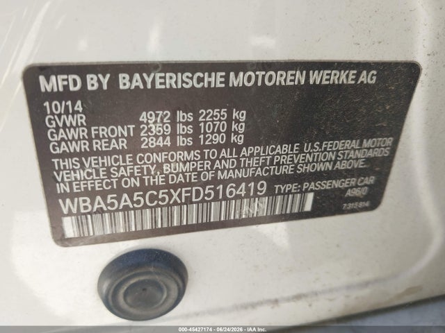 BMW 528I 2015 WBA5A5C5XFD516419 Image 9