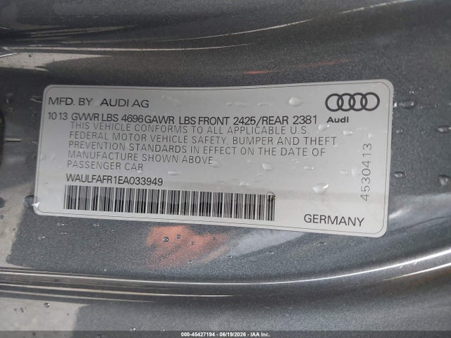 Aukcja sprzedaży 2014 Audi A5 2.0t Premium, vin: WAULFAFR1EA033949, numer aukcji: 45427194