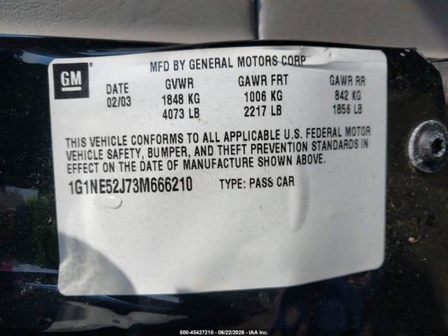 45427210 :رقم المزاد ، 1G1NE52J73M666210 vin ، 2003 Chevrolet Malibu Ls مزاد بيع