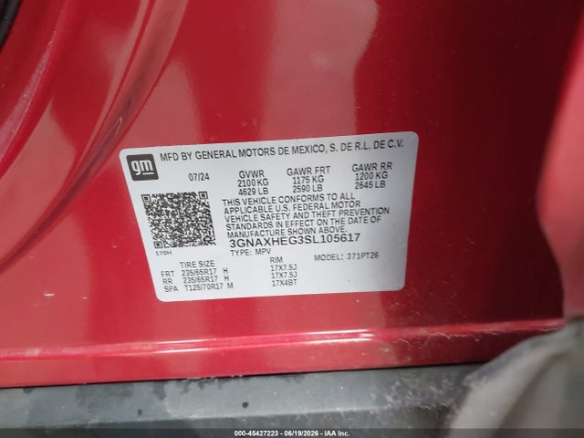 Продаж на аукціоні авто 2025 Chevrolet Equinox Fwd Lt, vin: 3GNAXHEG3SL105617, номер лоту: 45427223