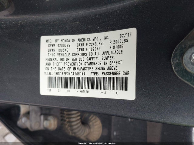 1HGCR2F34GA145144 Honda ACCORD LX