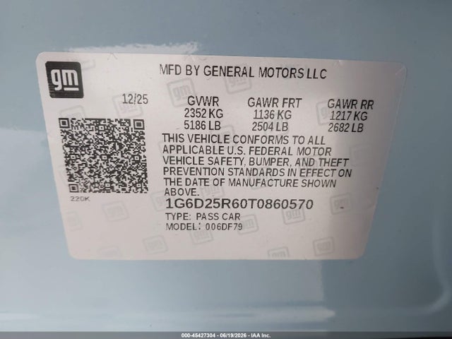 Продажа на аукционе авто 2026 Cadillac Ct5-v V-series Blackwing Rwd, vin: 1G6D25R60T0860570, номер лота: 45427304