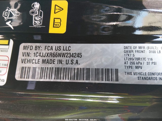 Продажа на аукционе авто 2022 Jeep Wrangler 4xe Unlimited Rubicon 4x4, vin: 1C4JJXR66NW234245, номер лота: 45427366