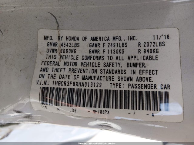 1HGCR3F8XHA019129 Honda Accord Ex-l V6