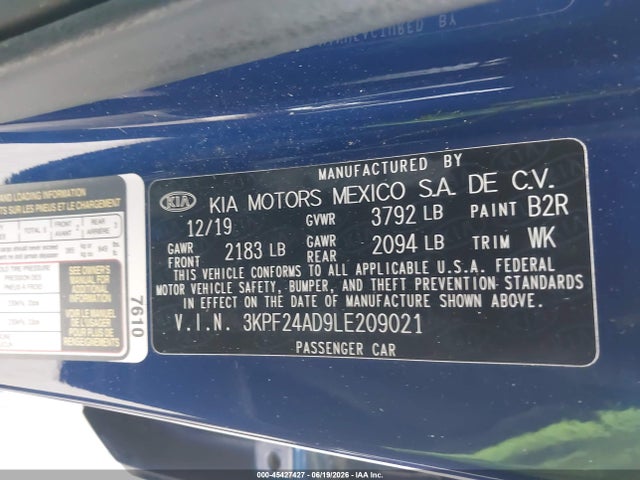 KIA Forte Lxs 2020 3KPF24AD9LE209021 Image 9