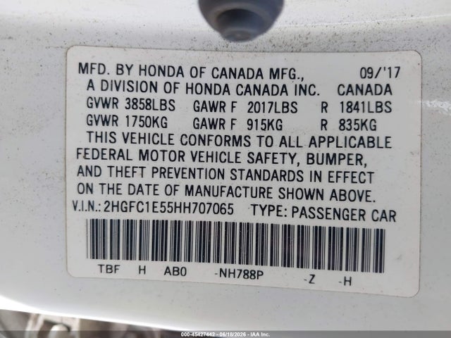 Honda CIVIC SI 2017 2HGFC1E55HH707065 Image 9