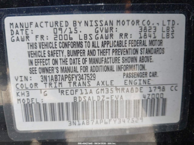 Nissan SENTRA SV 2015 3N1AB7AP6FY347529 Image 9