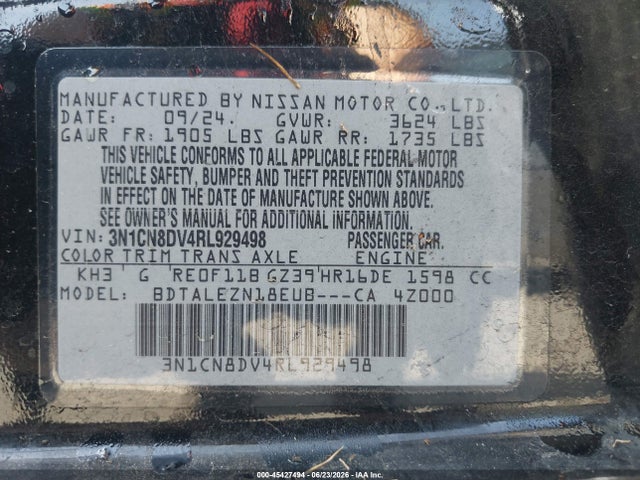Nissan Versa 1.6 S 2024 3N1CN8DV4RL929498 Image 9