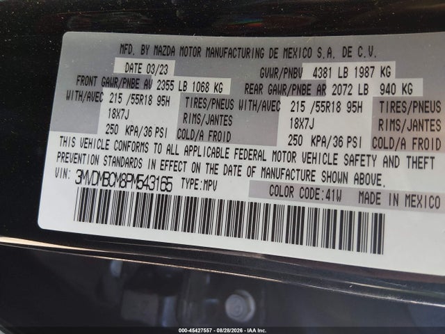 Aukcja sprzedaży 2023 Mazda Cx-30 2.5 S Preferred, vin: 3MVDMBCM8PM543165, numer aukcji: 45427557