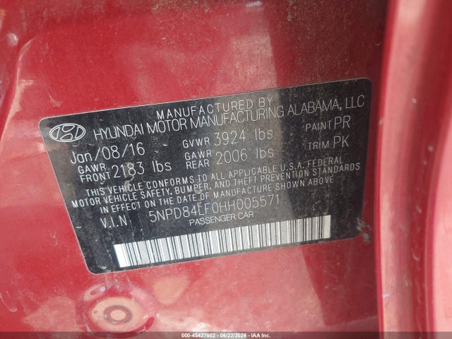 Hyundai ELANTRA SE 2017 5NPD84LF0HH005571 Image 9