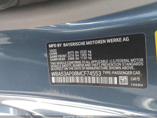 BMW 430I 2021 WBA53AP08MCF74553 Image 9