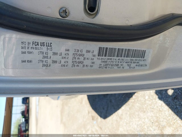 45427621 :رقم المزاد ، 1C6RR7NT4GS125680 vin ، 2016 Ram 1500 Laramie مزاد بيع