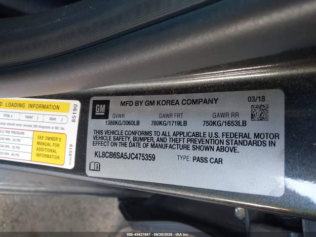Chevrolet Spark Ls Cvt 2018 KL8CB6SA5JC475359 Image 9