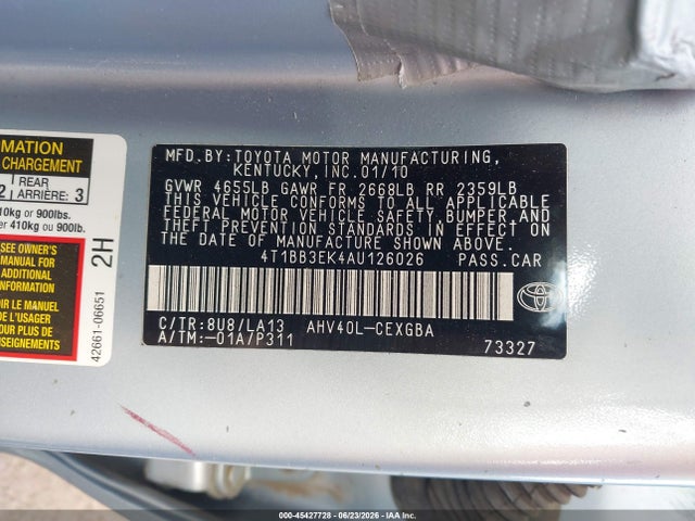 Продаж на аукціоні авто 2010 Toyota Camry Hybrid, vin: 4T1BB3EK4AU126026, номер лоту: 45427728