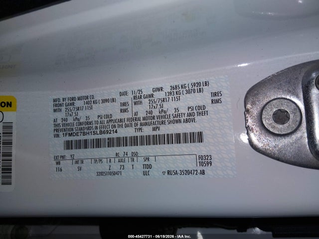 1FMDE7BH1SLB69214 Ford Bronco Big Bend