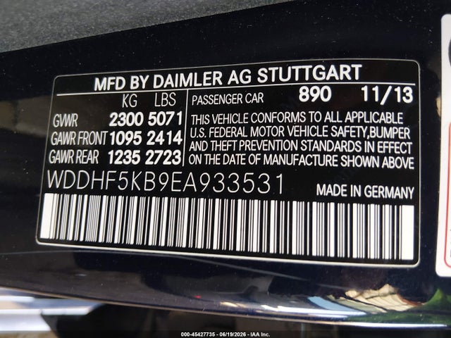 Mercedes-Benz E 350 2014 WDDHF5KB9EA933531 Image 9