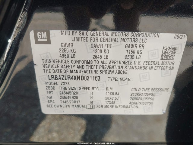 Продажа на аукционе авто 2022 Buick Envision Fwd Preferred, vin: LRBAZLR4XND021163, номер лота: 45427797