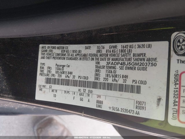Ford FIESTA SE 2016 3FADP4BJ5GM203750 Image 9