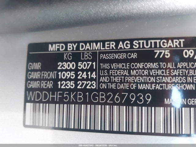 Aukcja sprzedaży 2016 Mercedes-benz E 350, vin: WDDHF5KB1GB267939, numer aukcji: 45427843