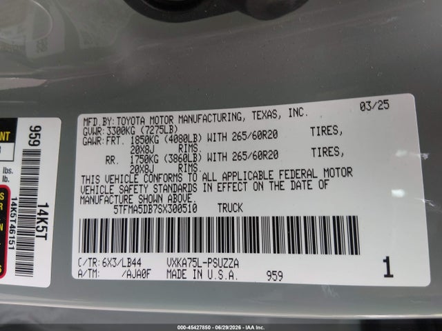 5TFMA5DB7SX300510 Toyota Tundra 1794 Edition