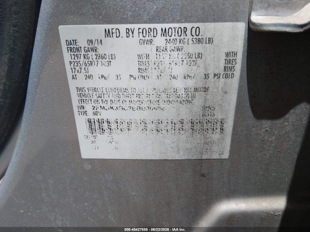 Ford EDGE SE 2014 2FMDK3GC2EBB30604 Image 9