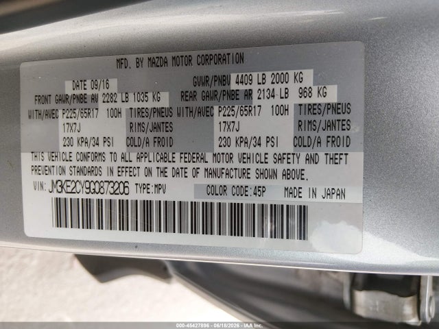 Mazda Cx-5 Touring 2016 JM3KE2CY9G0873206 Image 9