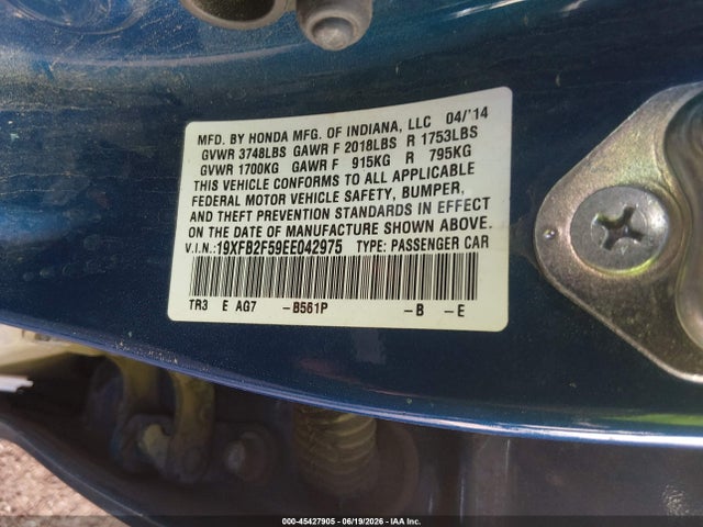 Honda Civic Lx 2014 19XFB2F59EE042975 Image 9