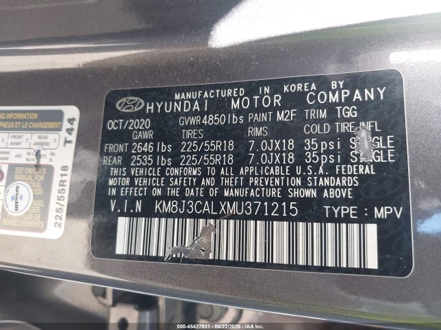 Hyundai TUCSON SEL 2021 KM8J3CALXMU371215 Image 9