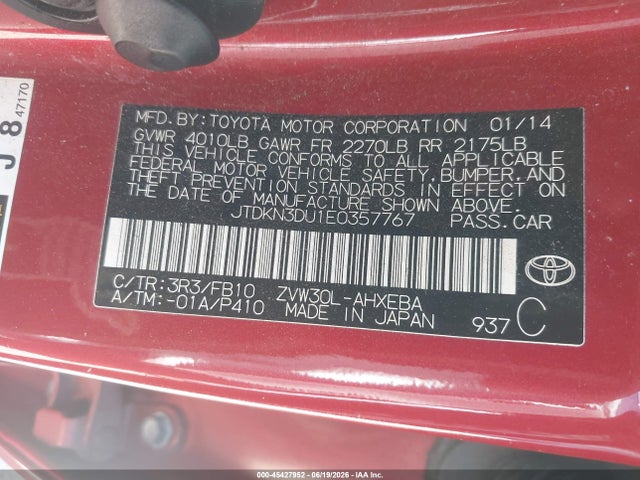Toyota Prius Three 2014 JTDKN3DU1E0357767 Image 9