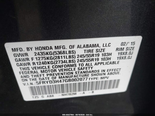 5FRYD3H47GB002077 Acura Mdx Technology Acurawatch Plus Packages/technology Package