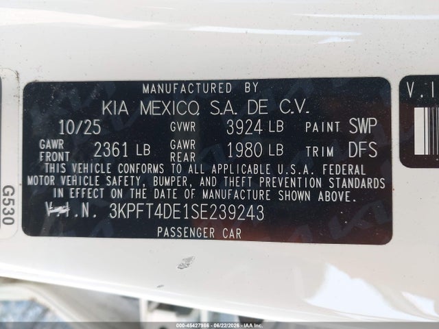 KIA K4 Lx 2025 3KPFT4DE1SE239243 Image 9