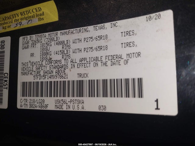 5TFDY5F14MX978621 Toyota Tundra Sr5