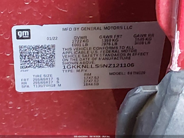 1GKKNLLS5NZ121106 GMC Acadia Awd At4