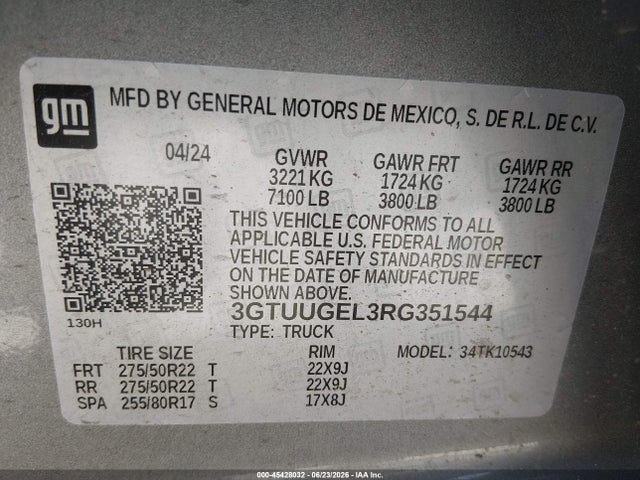 Продажа на аукционе авто 2024 Gmc Sierra 1500 4wd  Short Box Denali, vin: 3GTUUGEL3RG351544, номер лота: 45428032
