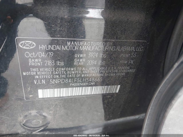 Продажа на аукционе авто 2020 Hyundai Elantra Sel, vin: 5NPD84LF5LH548665, номер лота: 45428052