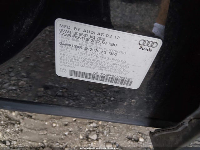 Aukcja sprzedaży 2012 Audi Q5 3.2 Premium Plus, vin: WA1DKAFP0CA093780, numer aukcji: 45428066