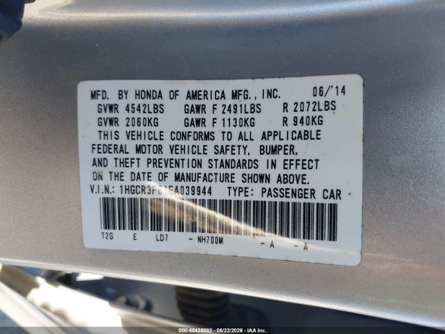 1HGCR3F81EA039944 Honda Accord Ex-l V-6