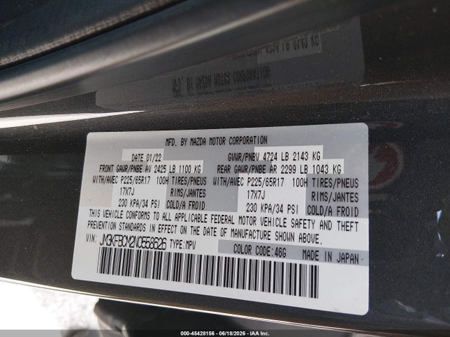 Продажа на аукционе авто 2022 Mazda Cx-5 2.5 S Preferred, vin: JM3KFBCM2N0558626, номер лота: 45428156